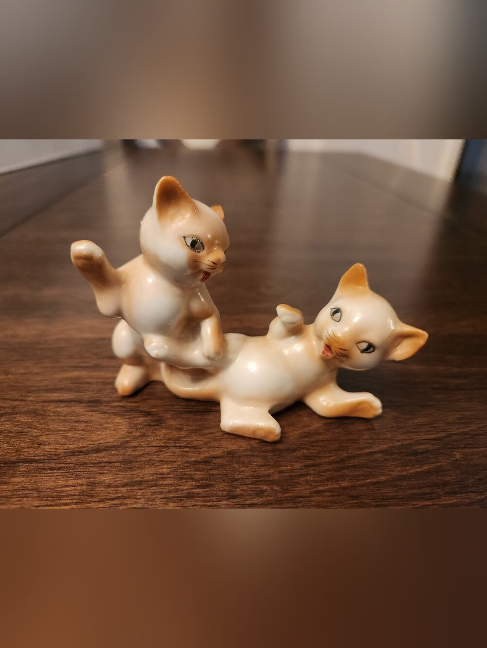 Ceramic Cat Figurine Playful Cats Japan Vintage 1950s Kitten MCM Style